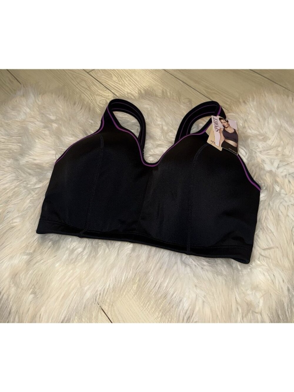Cacique Sport Molded Underwire Active Solution Sports Bra Womens 38DDD Black